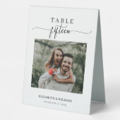 Plaque De Table Elegance Script Photo Mariage Table No Quinze (Verso)