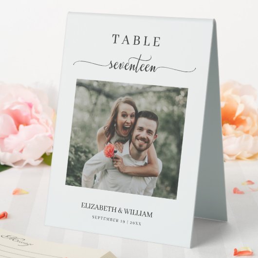 Plaque De Table Elegance Script Photo Mariage Table No Seventeen (In SItu (Mariage))