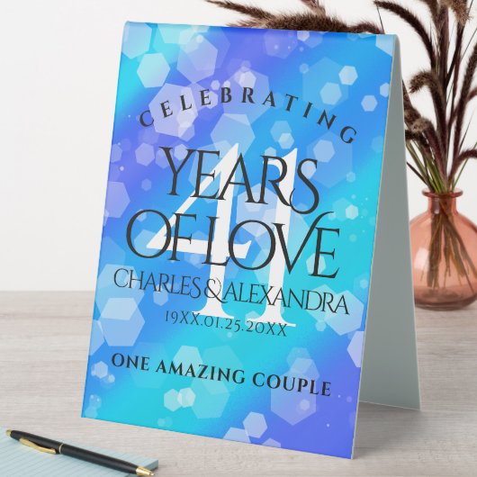 Plaque De Table Élégant 41ème anniversaire Mariage de Topaz Bleu (En SItu (Tableau))