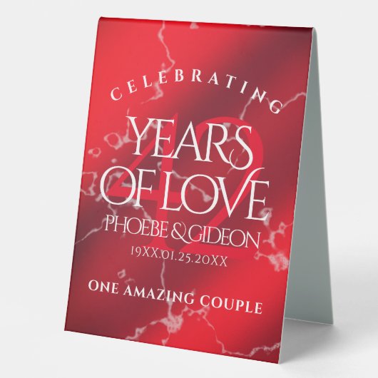 Plaque De Table Élégant 42e anniversaire du Mariage Jasper (Recto)