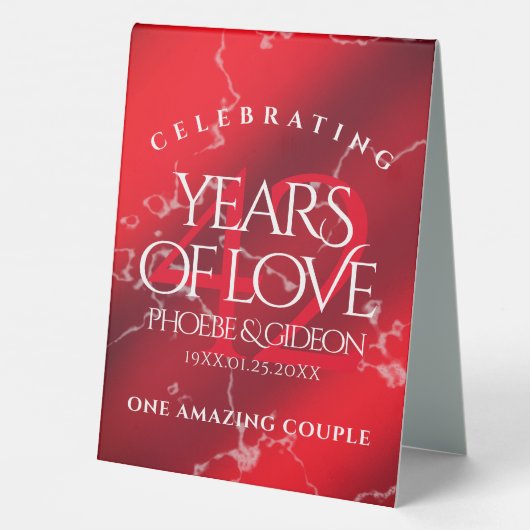 Plaque De Table Élégant 42e anniversaire du Mariage Jasper (Verso)