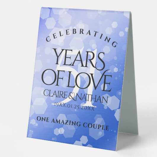 Plaque De Table Élégant 51e anniversaire de Mariage Sapphire (Recto)