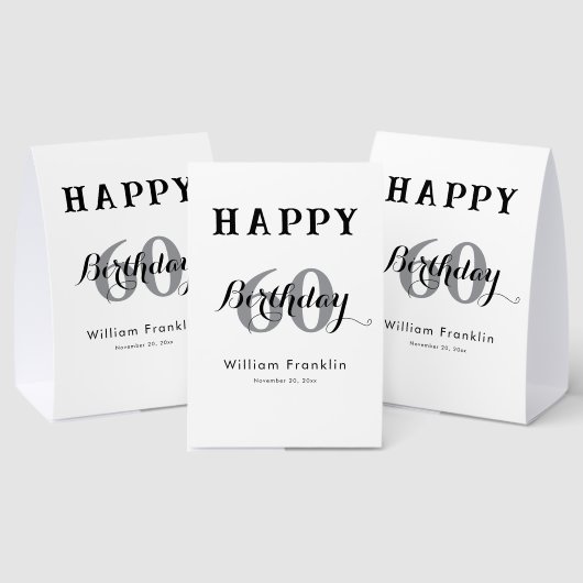 Plaque De Table Elegant 60th Birthday Paper Table Tent (Insitu (multi))