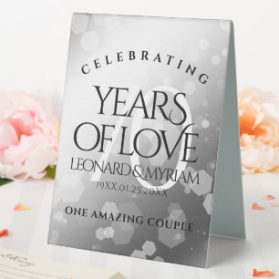 Plaque De Table Élégant 70e anniversaire de Mariage Platinum