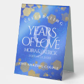 Plaque De Table Élégant 9e anniversaire Mariage Lapis Lazuli (Recto)