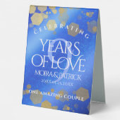 Plaque De Table Élégant 9e anniversaire Mariage Lapis Lazuli (Verso)