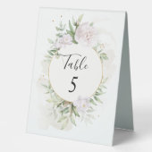 Plaque De Table Elégant Aquarelle Verdure Fleurs blanches Mariage (Recto)