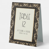Plaque De Table Elégant Art Déco Nouveau Black Gold Mariage Numéro (Verso)