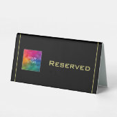 Plaque De Table Elegant Black and Gold Simple Template Reserved (Verso)