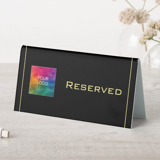Plaque De Table Elegant Black and Gold Simple Template Reserved (En SItu (Tableau))