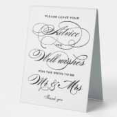 Plaque De Table Elégant Black Calligraphy Conseils et souhaits (Recto)