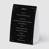 Plaque De Table Elegant Black Gold 50th Birthday Menu (Verso)