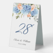 Plaque De Table Élégant bleu Hydrangea rose Rose Mariage (Verso)