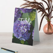 Plaque De Table Elégant bleu violet magenta vert hydrangée florale (En SItu (Tableau))