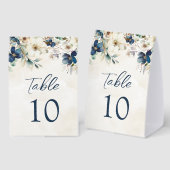 Plaque De Table Elegant Blue Floral Winter Wedding Table Number (Recto/verso)
