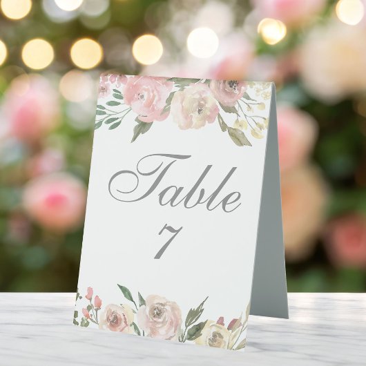 Plaque De Table Elégant Blush rose Floral Printemps Jardin Mariage