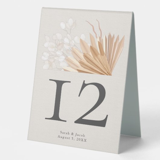 Plaque De Table Elegant Boho Mariage Numéro de table (Recto)