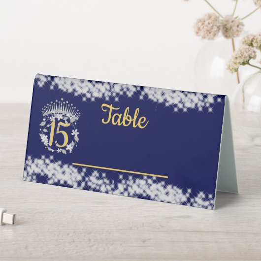 Plaque De Table Elegant Boho Navy Argent Quinceañera espagnol (En SItu (Tableau))