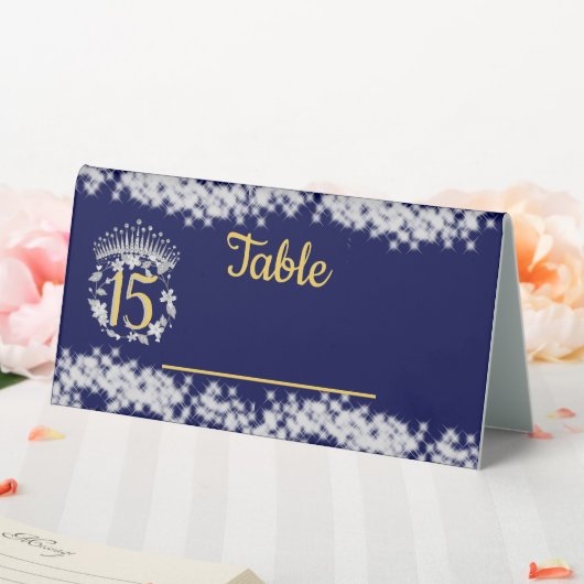 Plaque De Table Elegant Boho Navy Argent Quinceañera espagnol (In SItu (Mariage))
