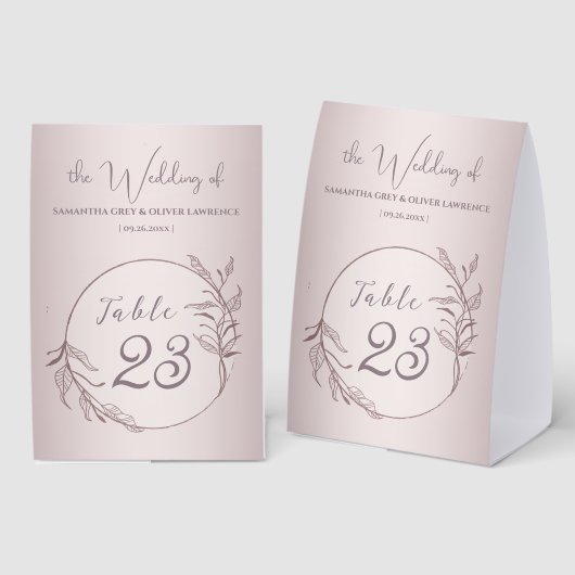 Plaque De Table Elegant Botanical Blush Wedding Table Card (Recto/verso)