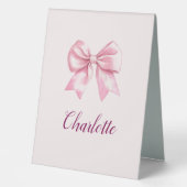 Plaque De Table Élégant Bow rose - Panneau de table personnalisé (Recto)