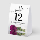 Plaque De Table Elégant Cassis violet Rose Mariage Numéro de table (Verso)