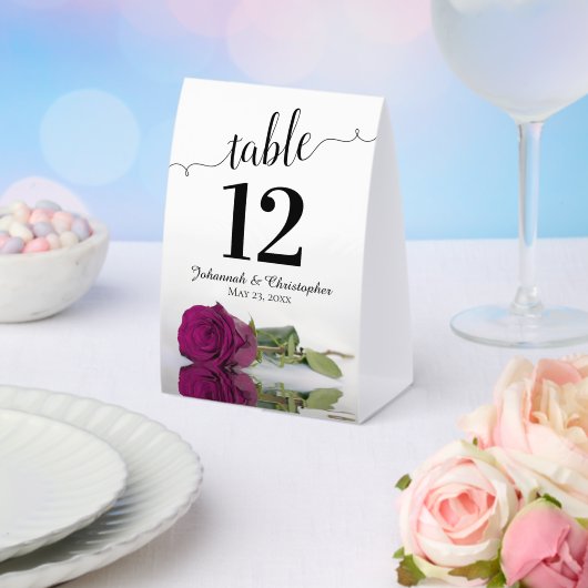 Plaque De Table Elégant Cassis violet Rose Mariage Numéro de table (Insitu (mariage))