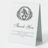 Plaque De Table Élégant cheval équestre Monogram Crest Merci (Recto)