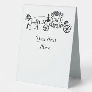 Plaque De Table Élégant cheval tiré Mariage Wagon Monogramme