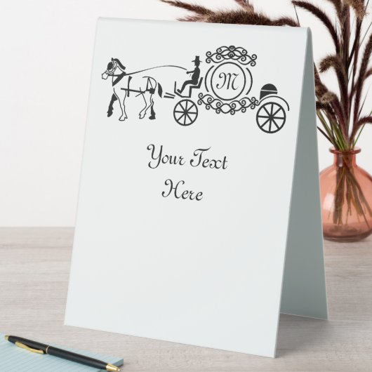 Plaque De Table Élégant cheval tiré Mariage Wagon Monogramme (En SItu (Tableau))