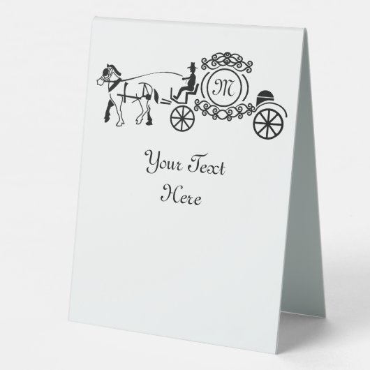 Plaque De Table Élégant cheval tiré Mariage Wagon Monogramme (Verso)