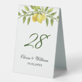 Plaque De Table Elégant citrons aquarelle verdure Mariage Numéro (Recto)