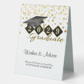 Plaque De Table Élégant Classic Graduation Party Noir & Or (Recto)