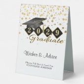 Plaque De Table Élégant Classic Graduation Party Noir & Or (Verso)