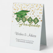 Plaque De Table Élégant Classic Graduation Party Vert & Or (Verso)