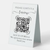 Plaque De Table Élégant Code QR de révision en noir et blanc pour (Verso)