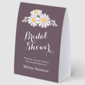 Plaque De Table Elegant Daisies Bridal Shower Wedding Dark Purple (Recto)