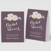 Plaque De Table Elegant Daisies Bridal Shower Wedding Dark Purple (Recto/Verso)