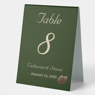 Plaque De Table Elégant Deep Green Winter Wedding Numéro de table