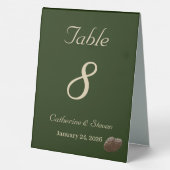 Plaque De Table Elégant Deep Green Winter Wedding Numéro de table (Verso)