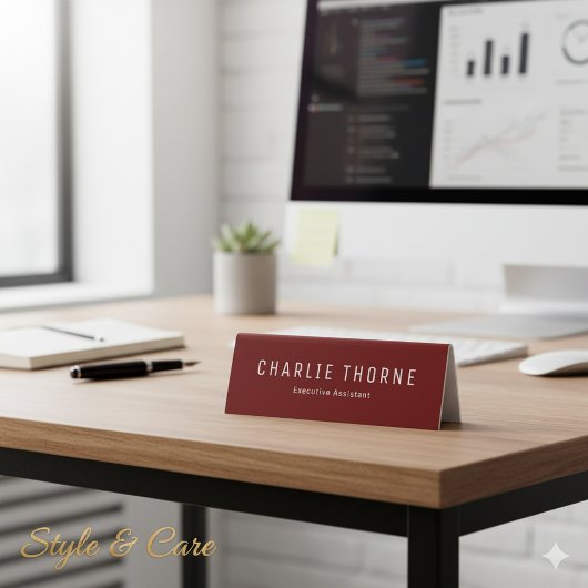 Plaque De Table Elegant Deep Red Office Professionals Name Plate