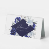 Plaque De Table Elégant Dusty Blue Navy Floral Mariage Réservé (Verso)
