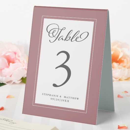 Plaque De Table Elégant Dusty Rose Mariage Réception Dîner Chic (In SItu (Mariage))