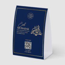 Élégant Eid Moubarak Présentoir de Table Navy & Or