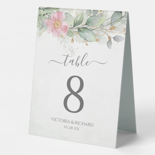 Plaque De Table Elégant Eucalyptus Feuille Mariage or vert (Verso)