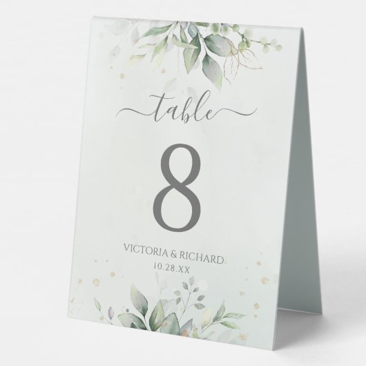 Plaque De Table Elégant Eucalyptus Feuille Mariage or vert (Verso)