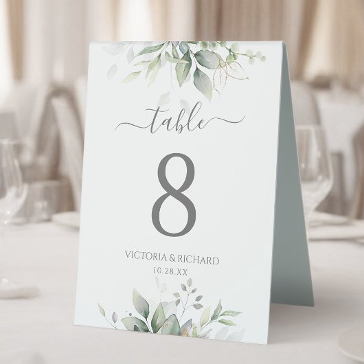 Plaque De Table Elégant Eucalyptus Feuille Mariage or vert