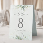 Plaque De Table Elégant Eucalyptus Feuille Mariage or vert<br><div class="desc">De beaux numéros de table mariage avec des eucalyptus aquarelles et des feuilles d'or.</div>