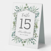 Plaque De Table Elégant Eucalyptus Mariage géométrique (Recto)