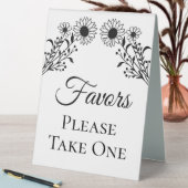 Plaque De Table Elégant Floral Noir Blanc Tournesol Mariage Favori (En SItu (Tableau))